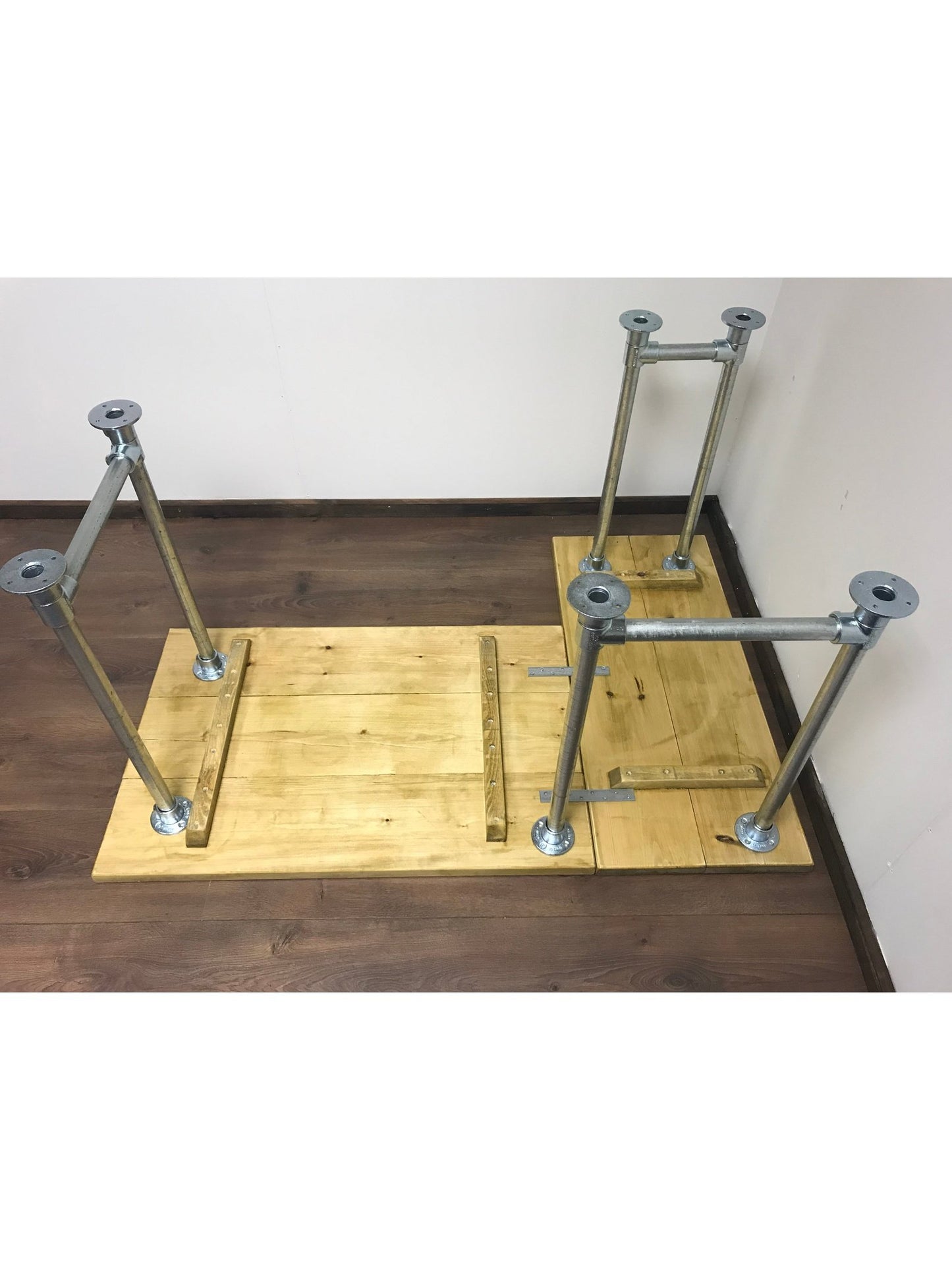 Rustic Industrial Corner Desk - L-Shape with Silver Metal Legs - 3 Colours - Right or left-handed, Free UK delivery