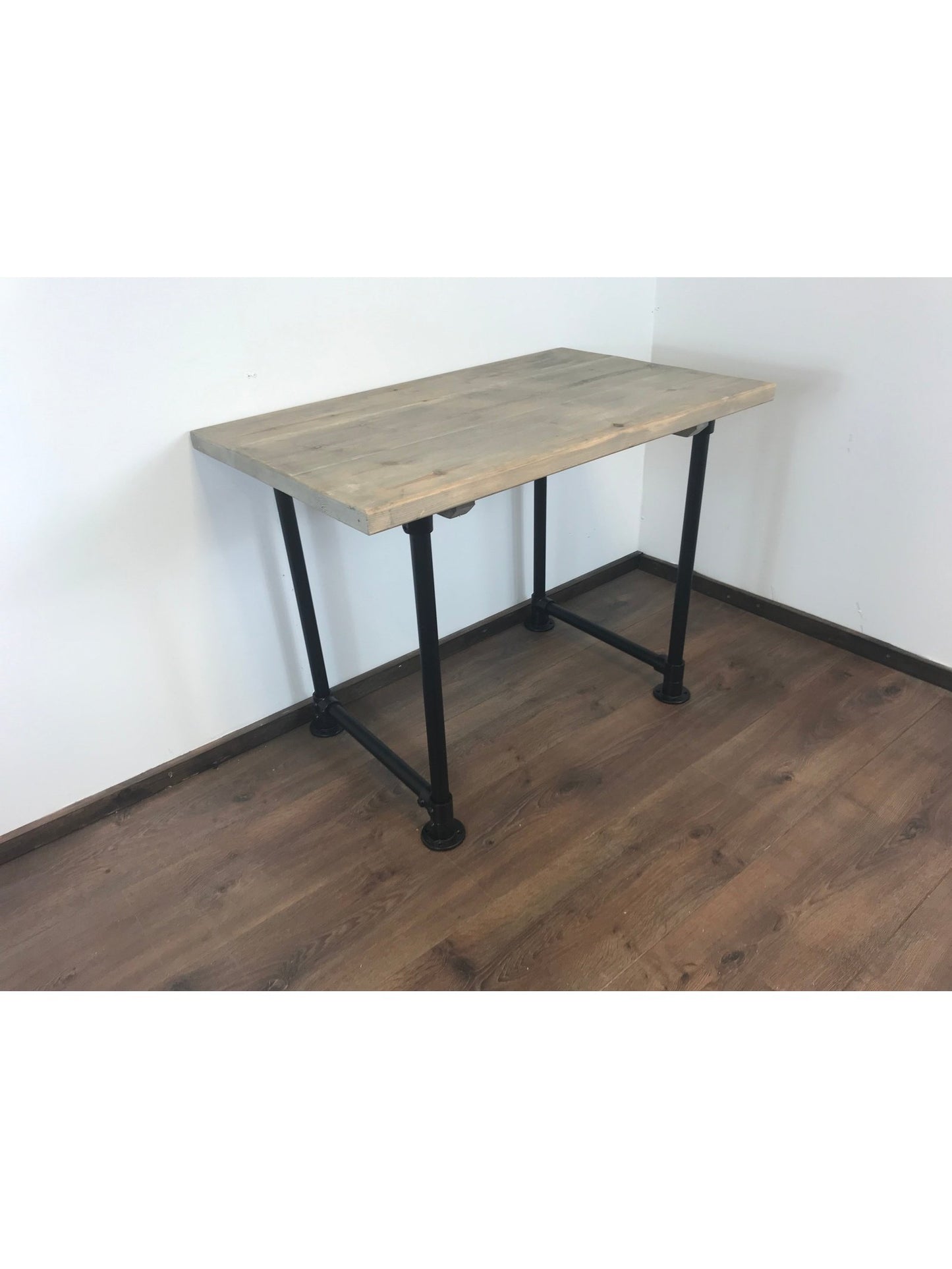 Industrial Office Desk with black Scaffold Pipe Legs, 5 choices of wood finish, Home Office Furniture, sustainable timber-Customisable Sizes