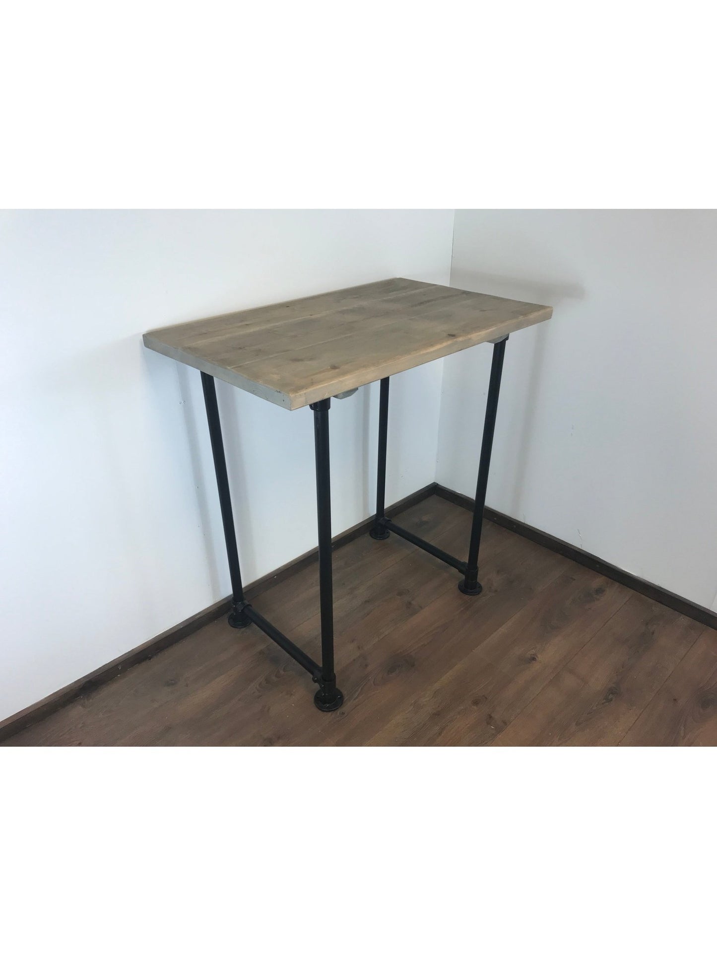 Standing Home Desk with black pipe legs in 5 wood colours. Industrial style standing Desk, home office. Rustic standing desk