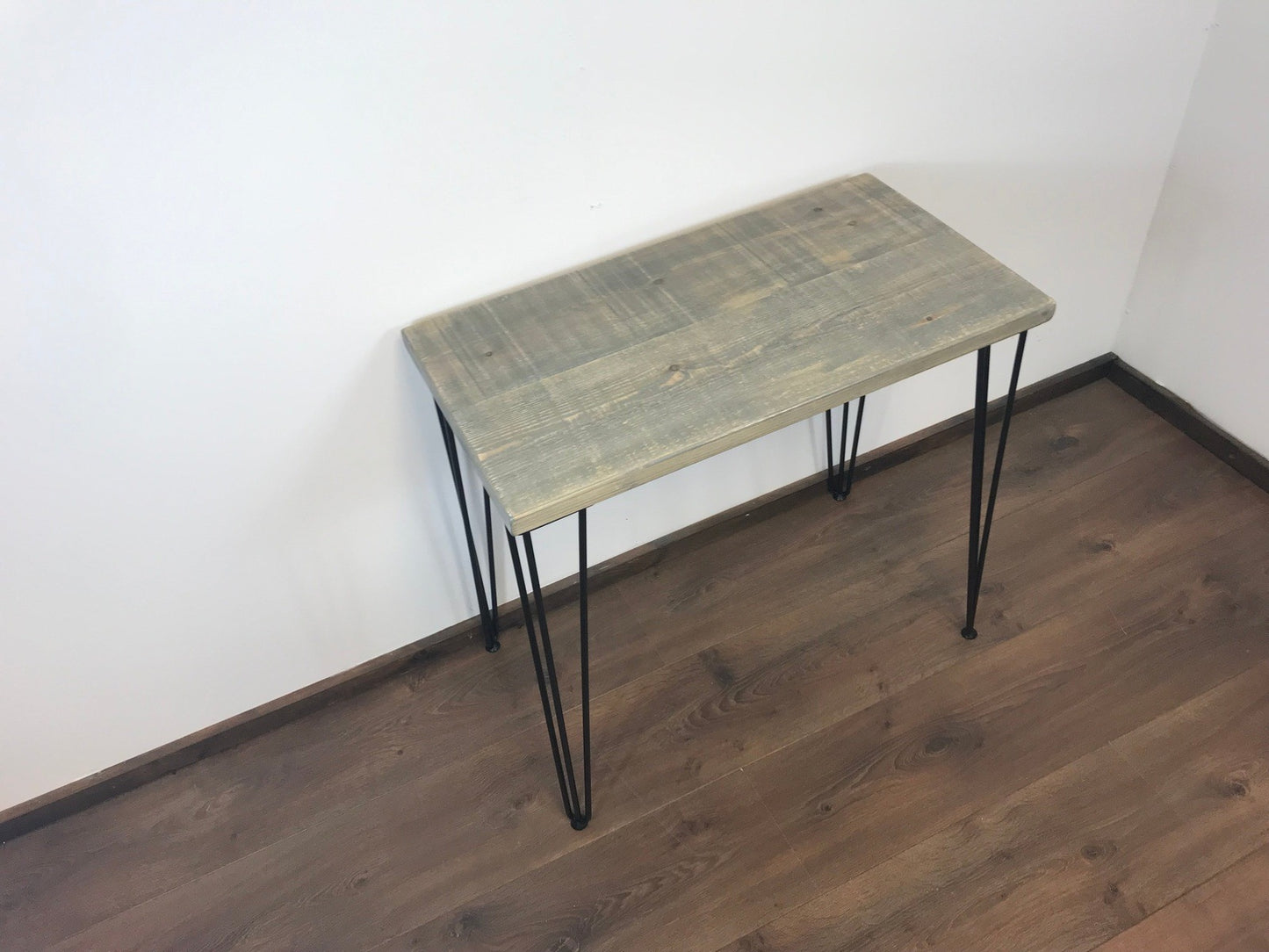 Small Rustic office Desk with hair pin legs- 5 choices of wood finish - Industrial style - solid wood office desk - sustainable timber.