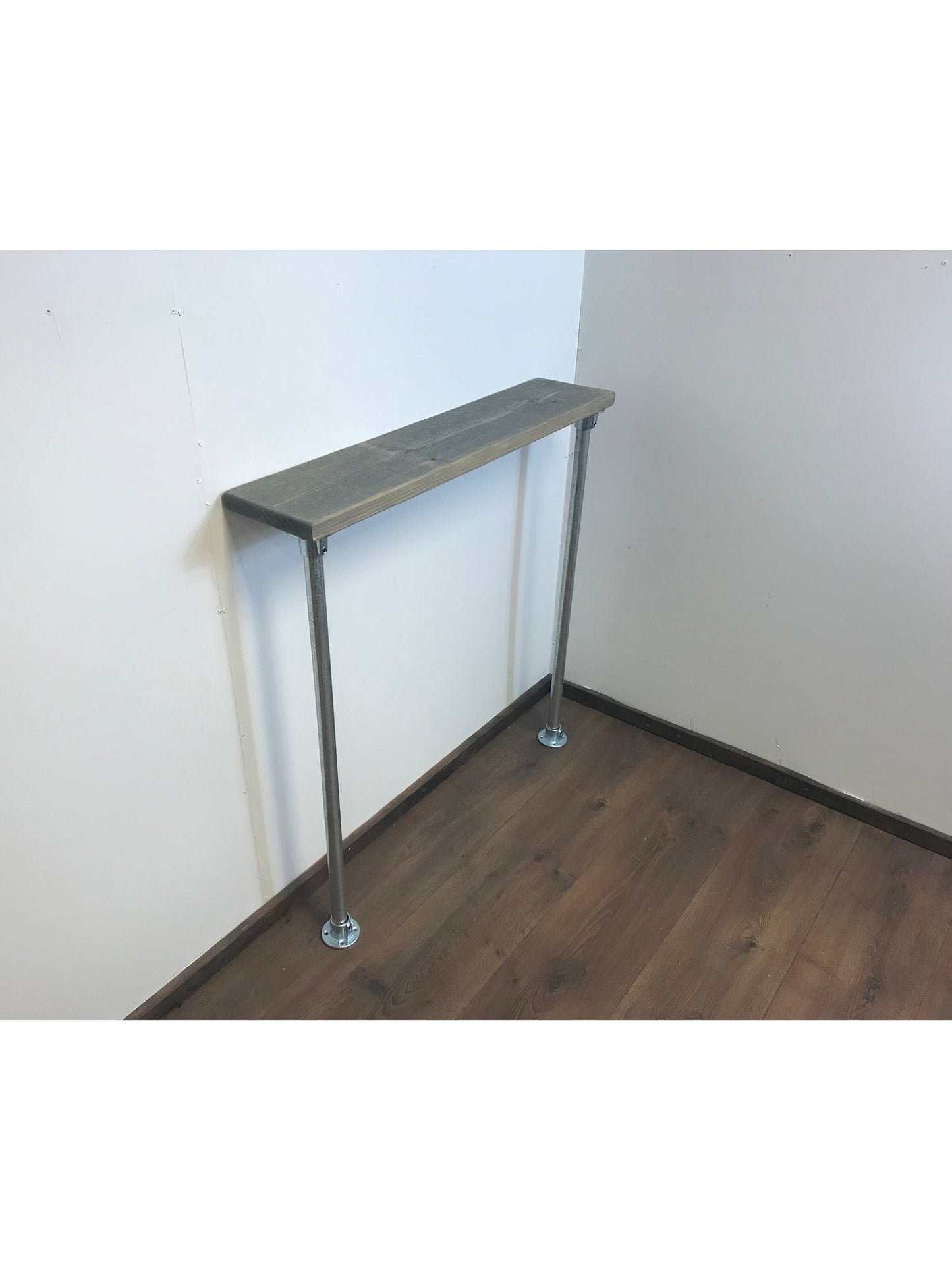 Rustic Radiator Shelf Console Table with silver scaffold style Legs, Wood Rustic Hallway table, Radiator Shelf / Cover, Handmade Wood Table