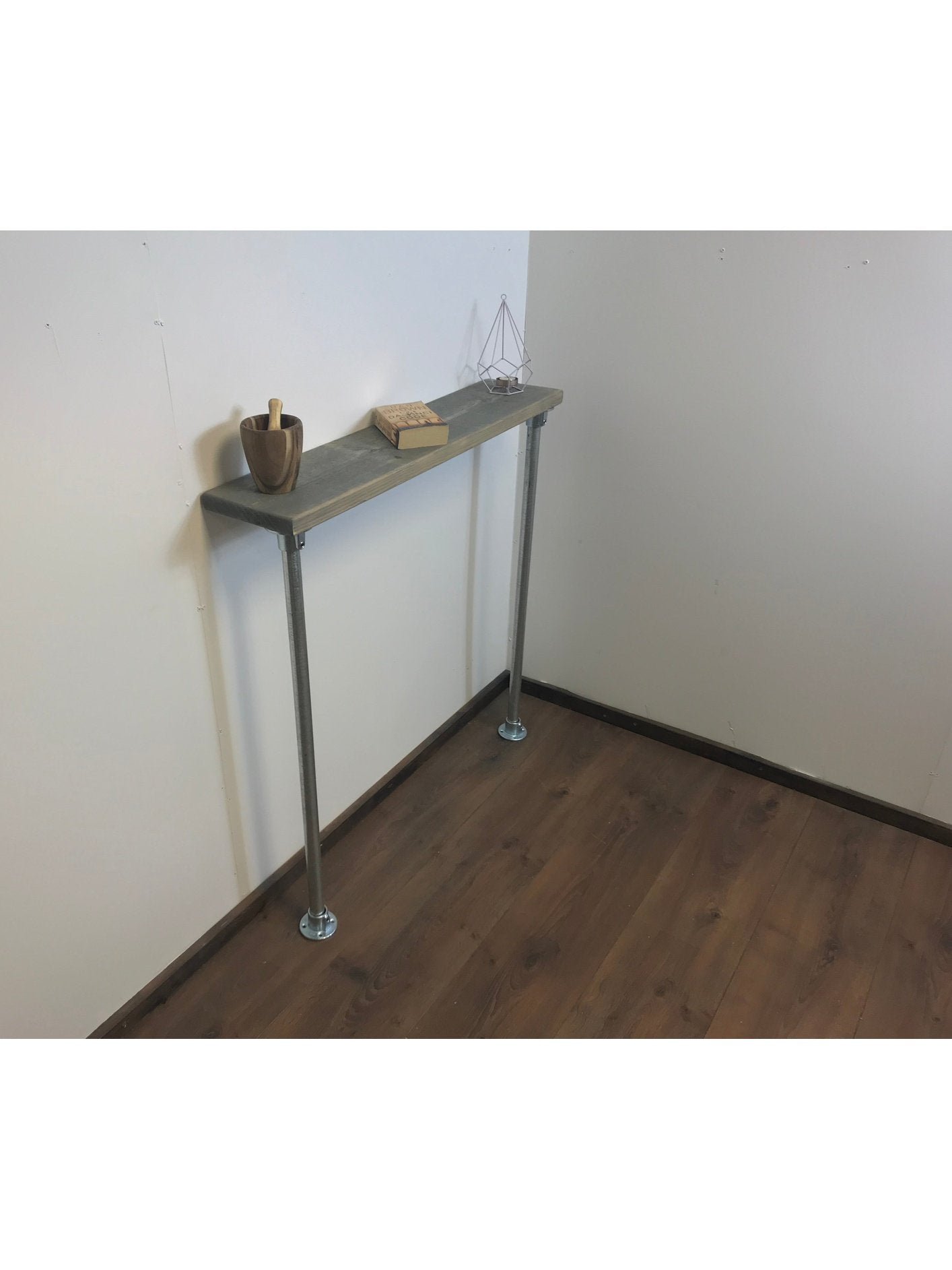 Rustic Radiator Shelf Console Table with silver scaffold style Legs, Wood Rustic Hallway table, Radiator Shelf / Cover, Handmade Wood Table