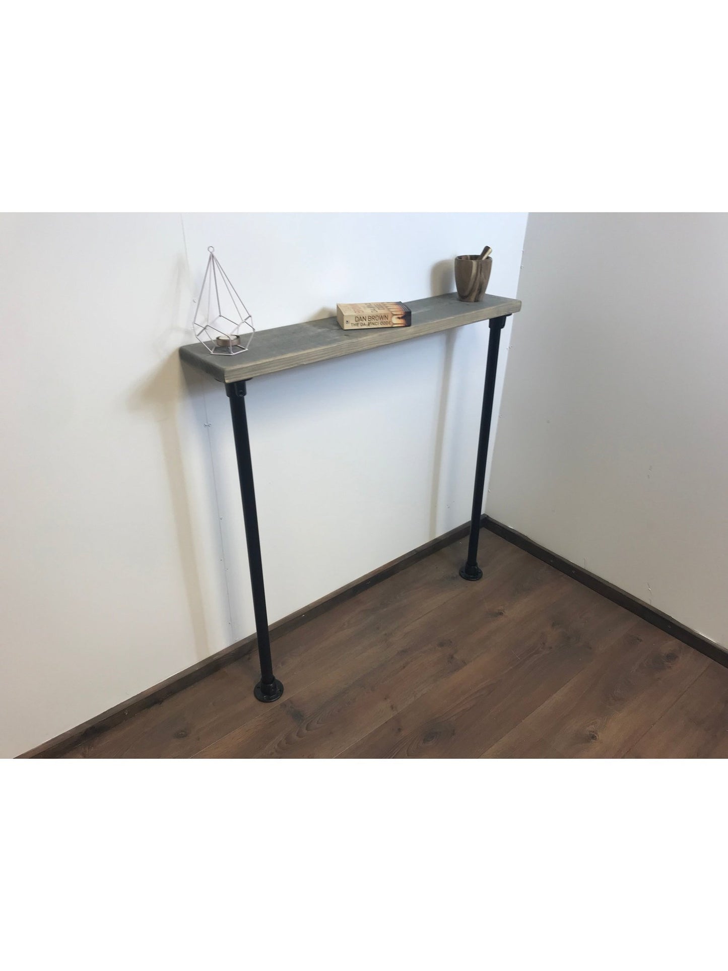 Rustic Radiator Shelf Console Table with silver scaffold style Legs, Wood Rustic Hallway table, Radiator Shelf / Cover, Handmade Wood Table