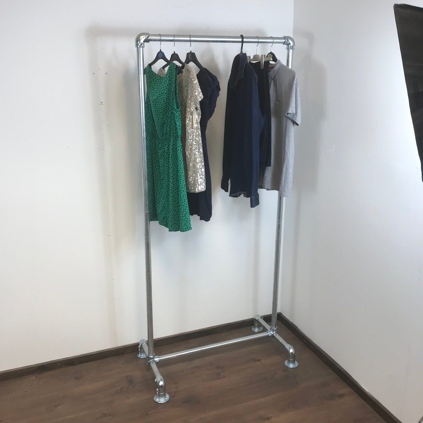 Sturdy Clothing Rail- 180cm high - Industrial clothing rail - Silver steel pipe - garment rail - various widths