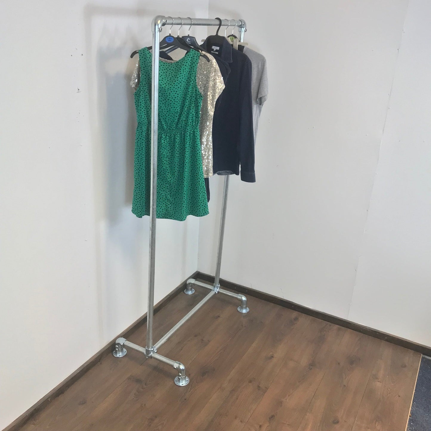 Sturdy Clothing Rail- 180cm high - Industrial clothing rail - Silver steel pipe - garment rail - various widths
