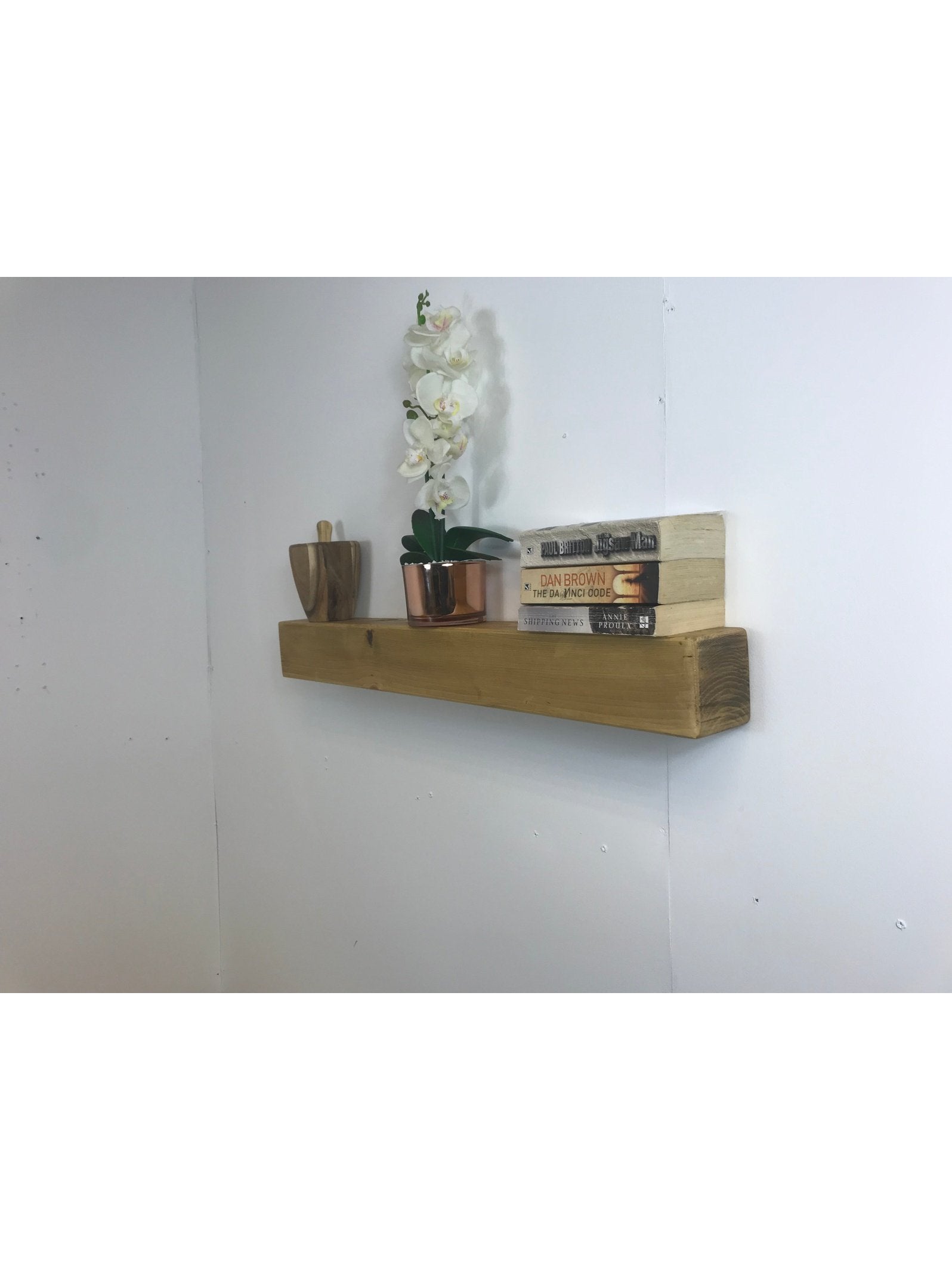 Rustic Solid Pine floating Shelf, Handcrafted, Floating pine Mantel Shelf, 95mm x 95mm, 5 wood finishes. free Uk delivery - Industerior