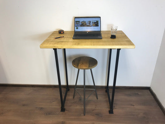 Standing Home Desk with black square legs in 5 wood colours. Industrial style standing Desk, home office. Rustic standing desk - Industerior