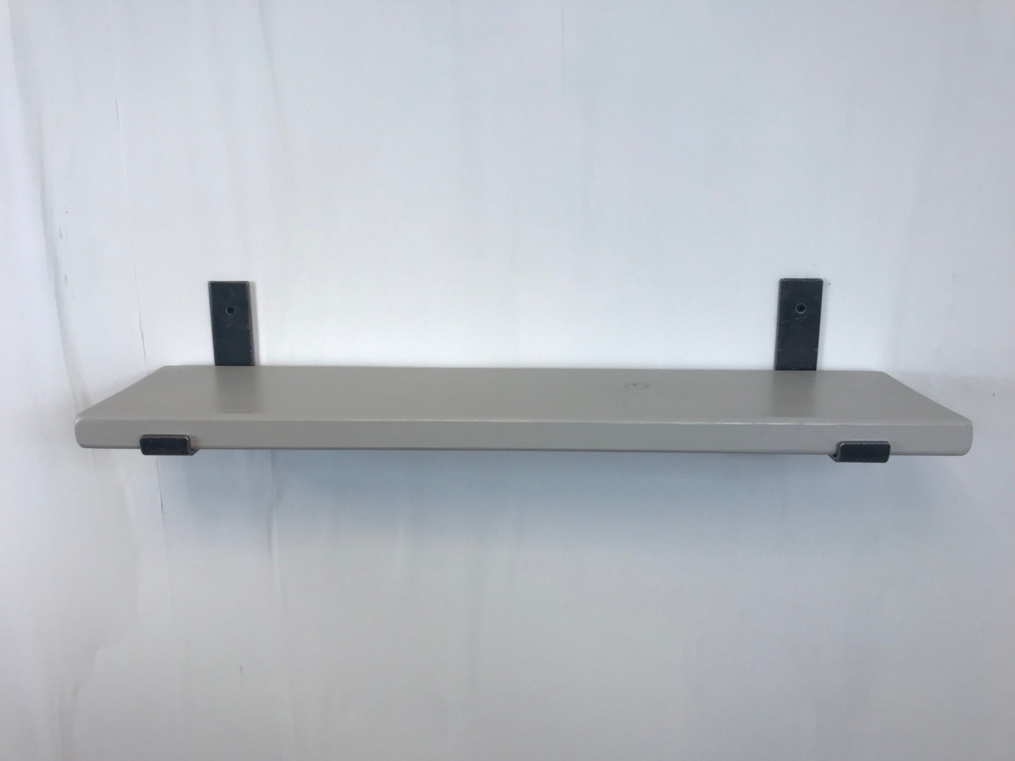 Handpainted Solid Wood Shelf with lipped up Brackets, Handcrafted, 22cm Depth x 3.2cm Thickness, Little green paint . Free UK delivery - Industerior