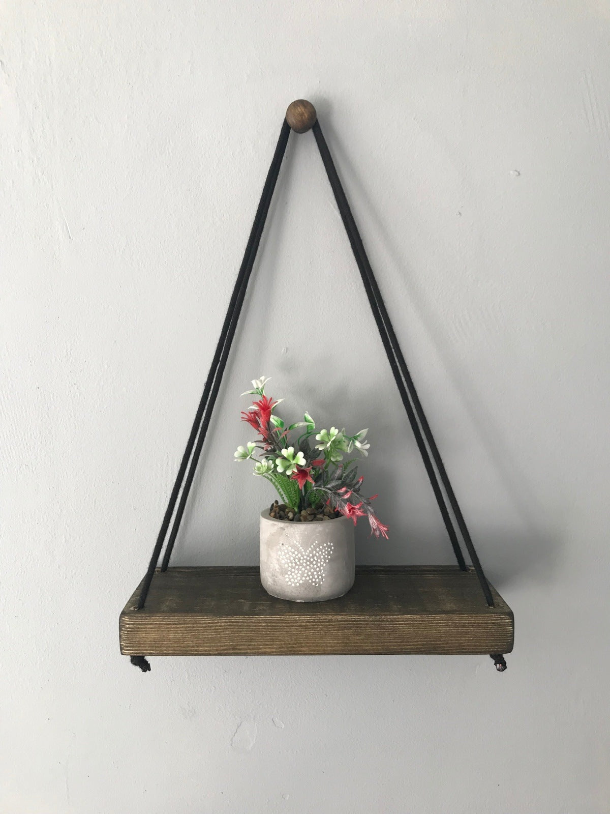 Rustic Hanging shelf, Rope hung shelves, Home shelving, 3 choices of wood finish - Industerior