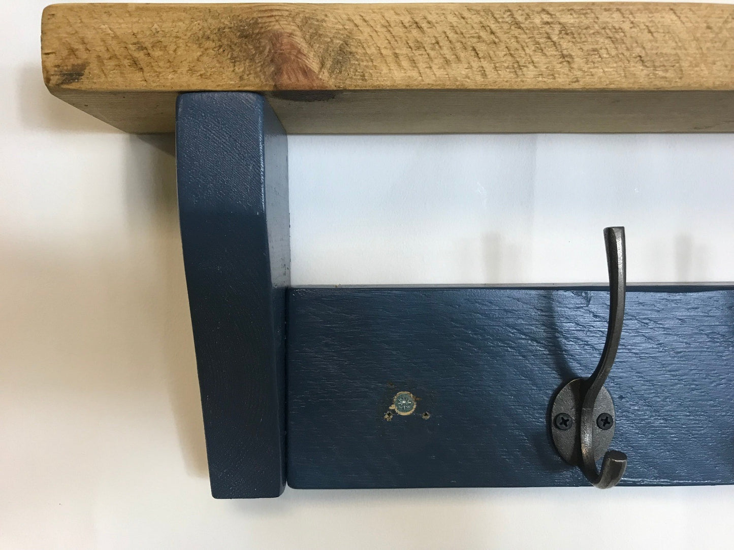 Hicks Blue Coat Rack, Hidden wall fixings, hand painted coat rack with antique shelf, Hallway furniture - Entrance Hall Rack - Industerior