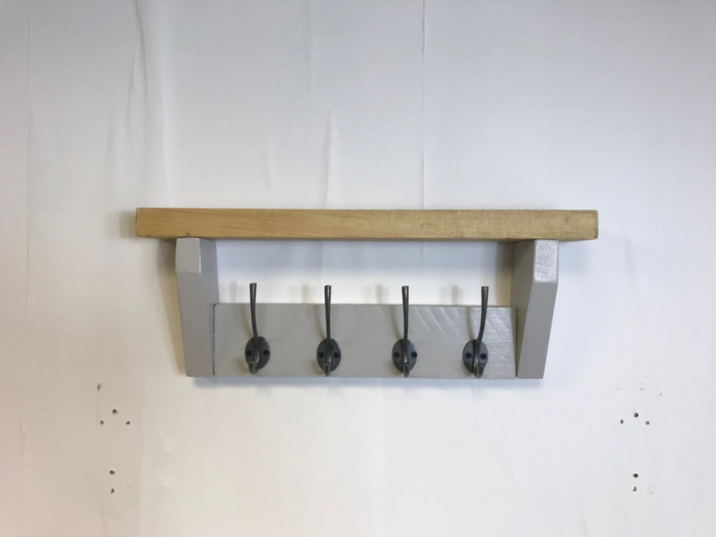 French Grey Coat Rack, Hidden wall fixings, hand painted coat rack with antique shelf, Hallway furniture - Entrance Hall Rack
