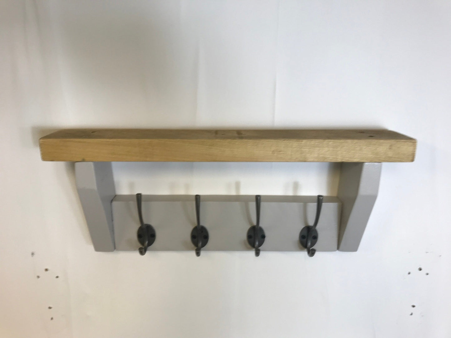 French Grey Coat Rack, Hidden wall fixings, hand painted coat rack with antique shelf, Hallway furniture - Entrance Hall Rack