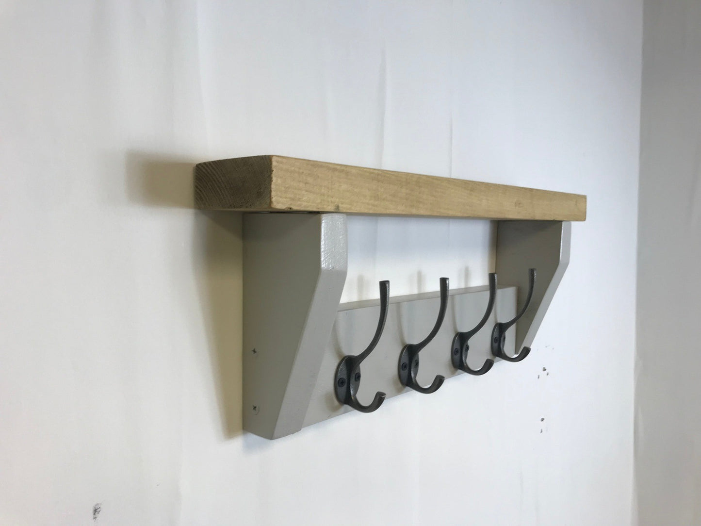 French Grey Coat Rack, Hidden wall fixings, hand painted coat rack with antique shelf, Hallway furniture - Entrance Hall Rack