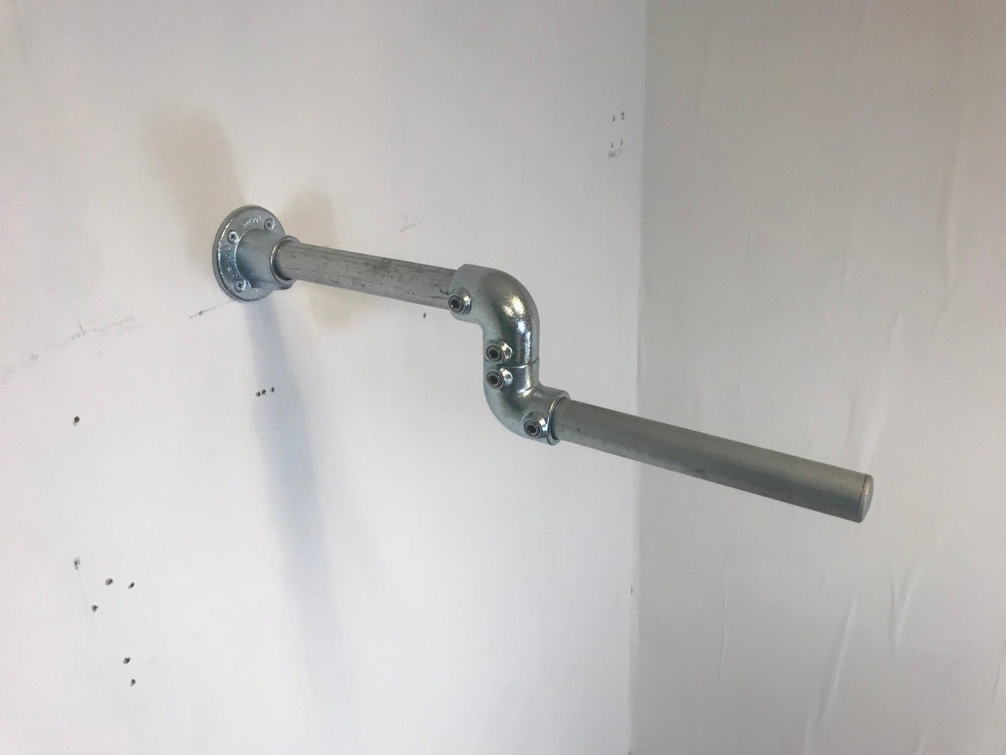Wall Fixed Drop rail in robust 34mm tube, Galvanised silver or Black.