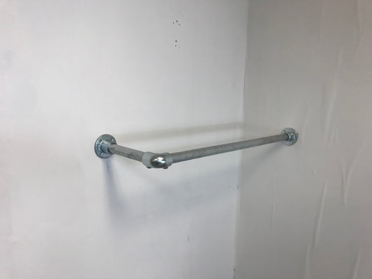 Corner fixed Clothing Rail in thick 33.7 tube, Including all wall fixings - Industerior