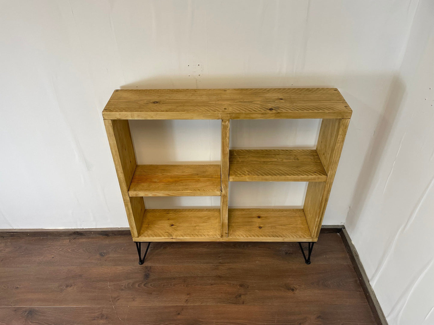 Rustic Sideboard / bookcase with Offset Shelves and Industrial Hairpin Legs - 100cm High