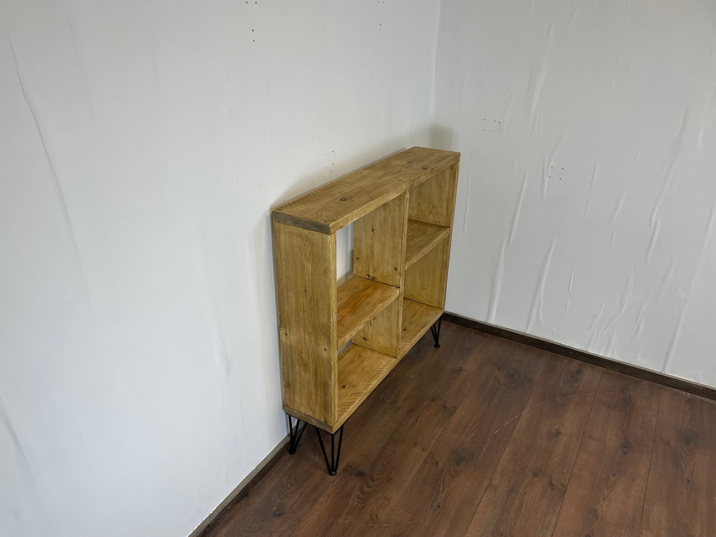 Rustic Sideboard / bookcase with Offset Shelves and Industrial Hairpin Legs - 100cm High