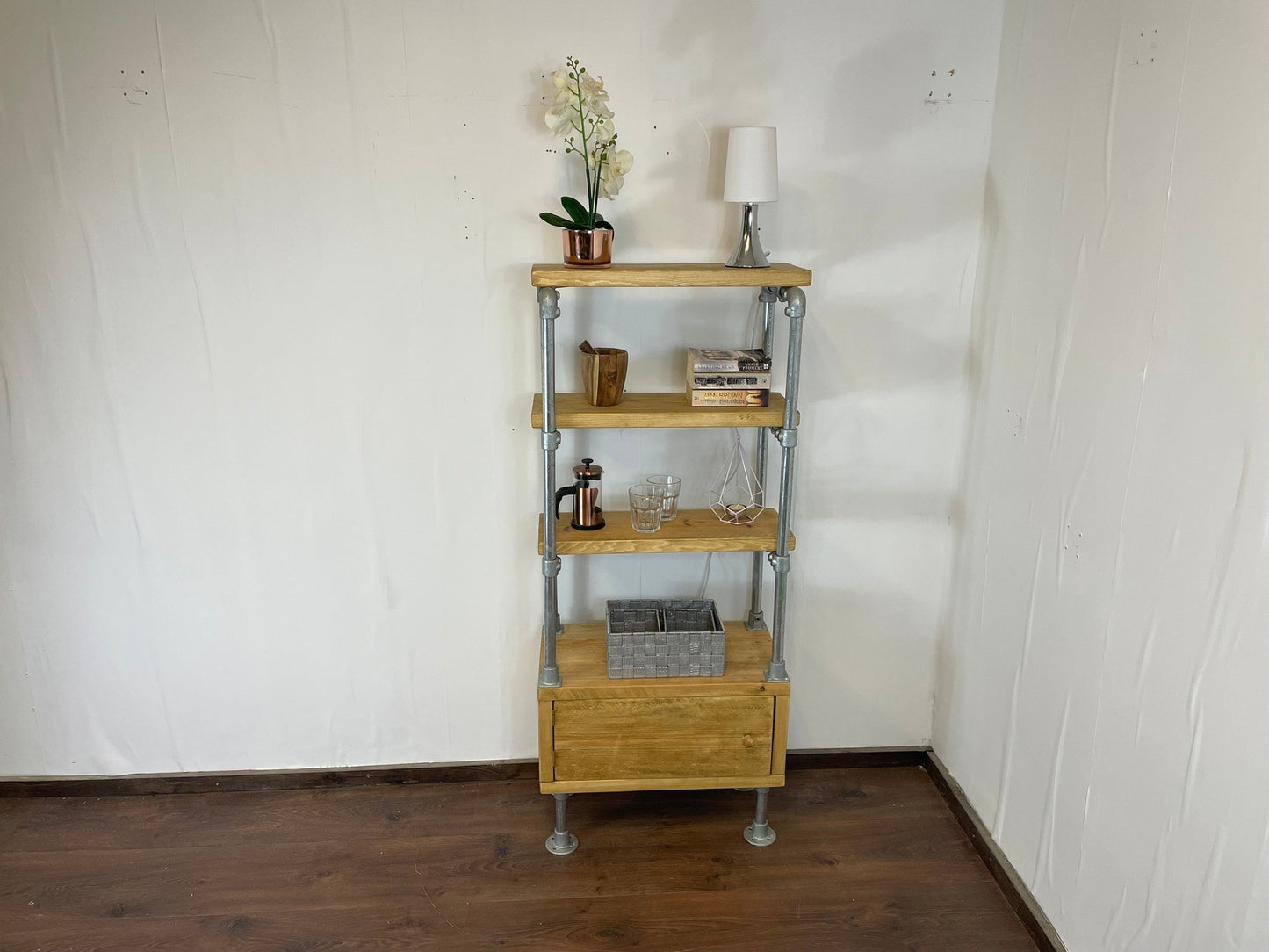 Industrial/Rustic Ladder Style Shelving Unit with Cupboard