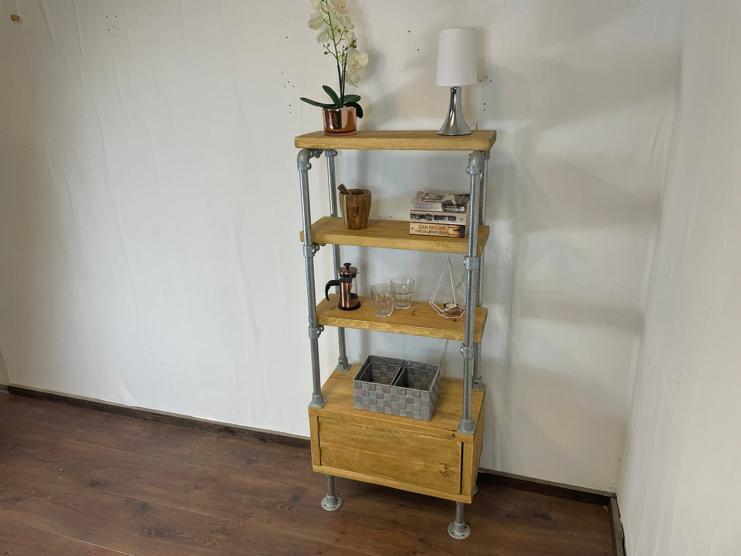 Industrial/Rustic Ladder Style Shelving Unit with Cupboard