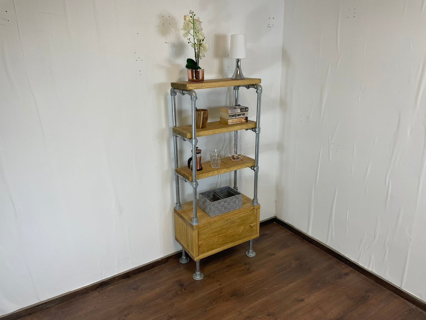 Industrial/Rustic Ladder Style Shelving Unit with Cupboard
