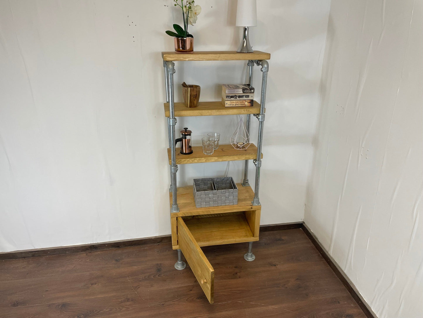 Industrial/Rustic Ladder Style Shelving Unit with Cupboard