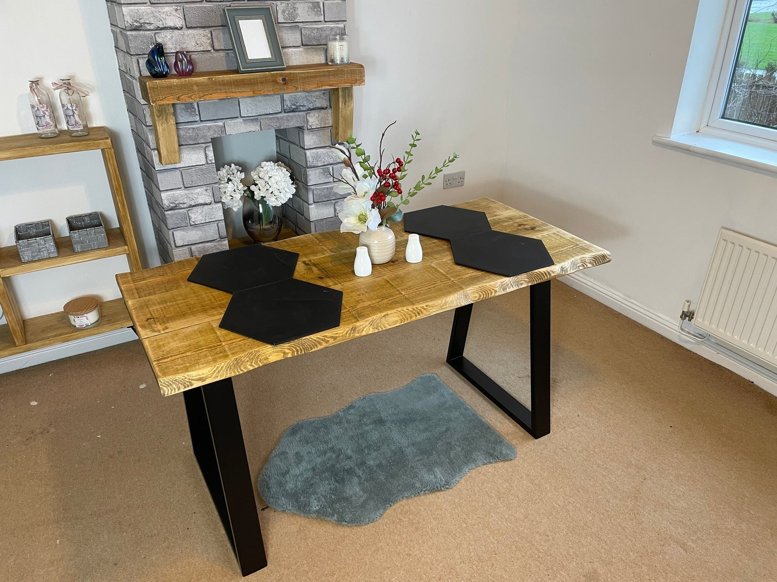 Live Edge Dining Table with Industrial box section legs in various styles - Industerior