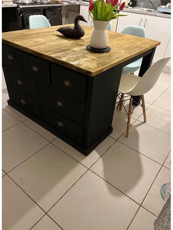 Chunky Rustic Solid wood table tops 88cm wide by various lenghts. Top only, Stained to a colour of your choice.
