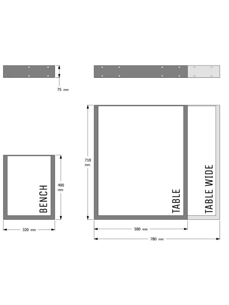 SQUARE INDUSTRIAL LEGS - various sizes and colours - Industerior