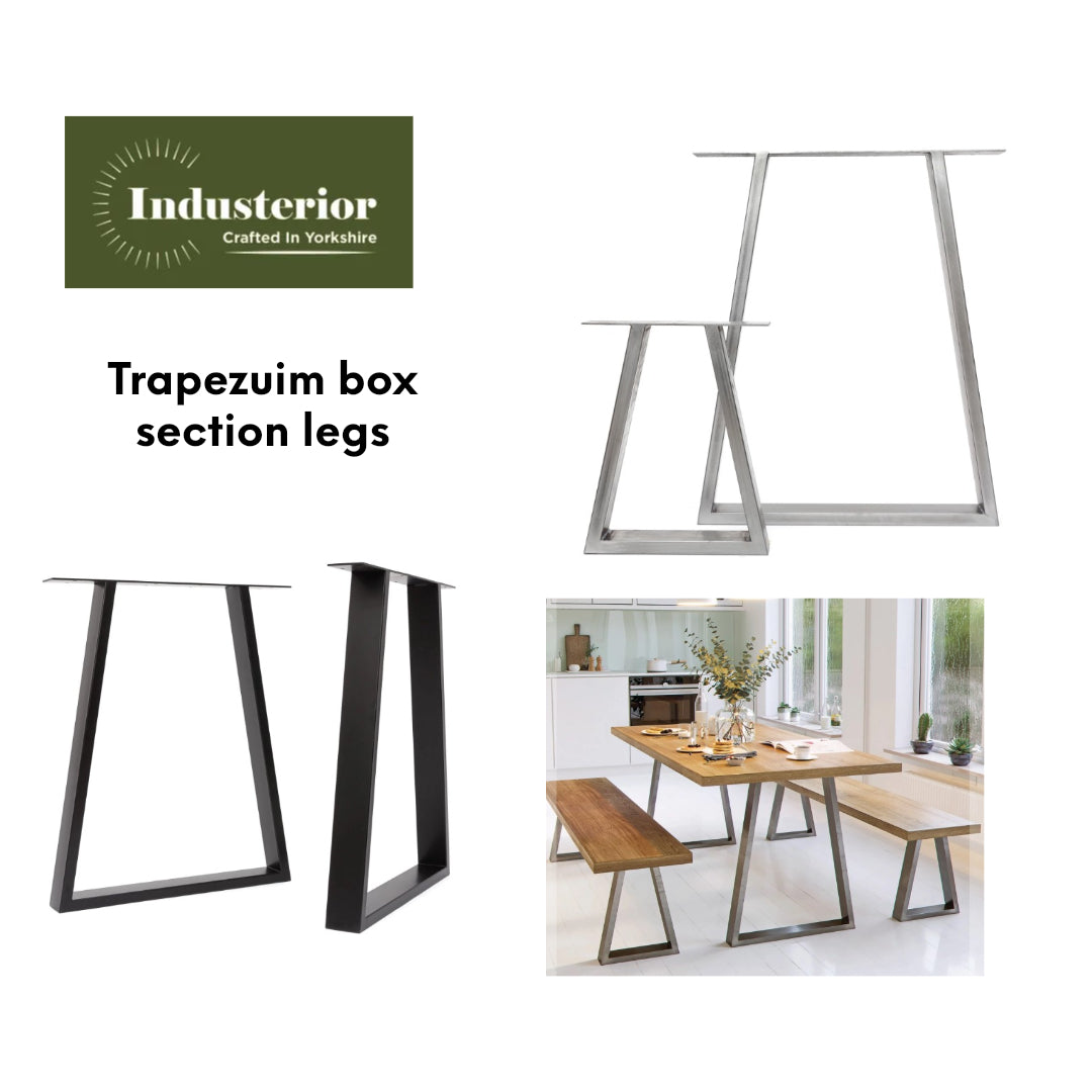 Rustic Elegance: Solid Oak Dining Table with Waney Edge and Industrial Style Box Section Legs