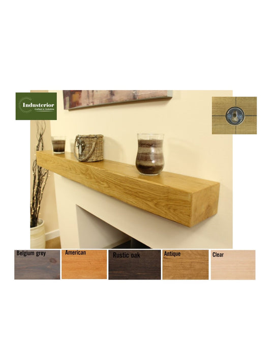 Rustic Solid Pine floating Shelf, Handcrafted, Floating pine Mantel Shelf, 95mm x 95mm, 5 wood finishes. free Uk delivery - Industerior
