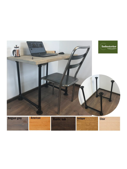Industrial Office Desk with black Scaffold Pipe Legs, 5 choices of wood finish, Home Office Furniture, sustainable timber-Customisable Sizes - Industerior