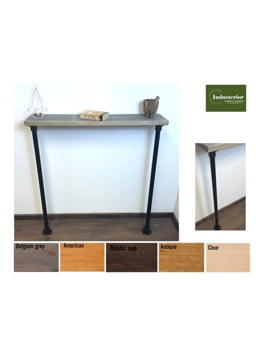 Rustic Radiator Shelf Console Table with silver scaffold style Legs, Wood Rustic Hallway table, Radiator Shelf / Cover, Handmade Wood Table - Industerior