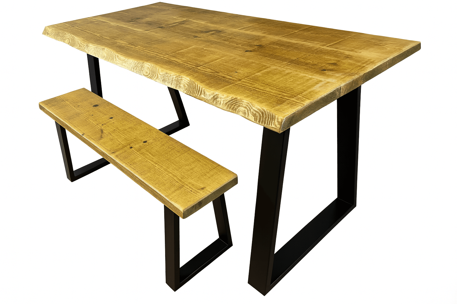 Live Edge Dining Table with Industrial box section legs in various styles