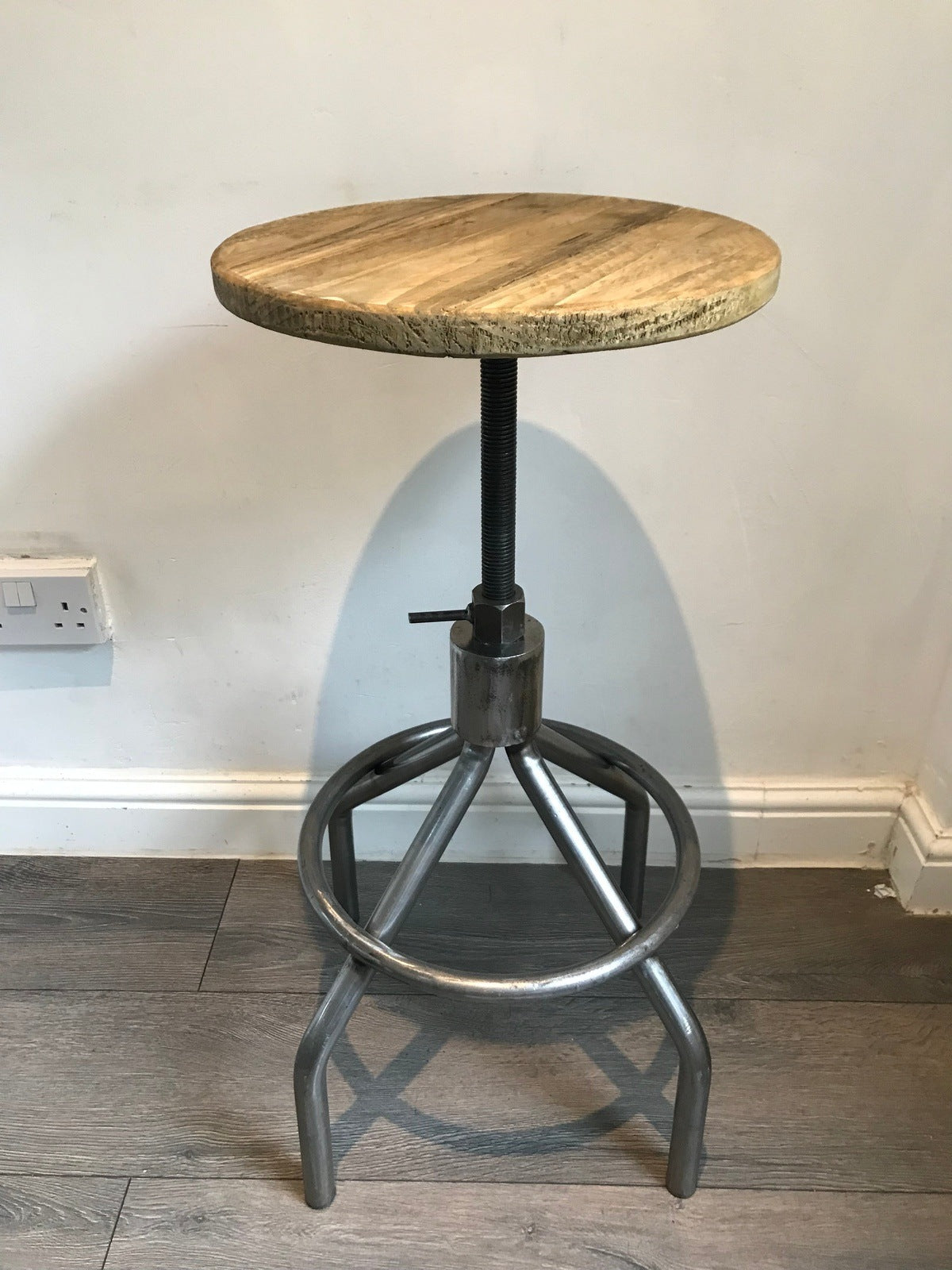 Adjustable Stool Sturdy-tube style -Hairpin Leg stool - 5 wood finishes - Industrial stool - Rustic Bar stools
