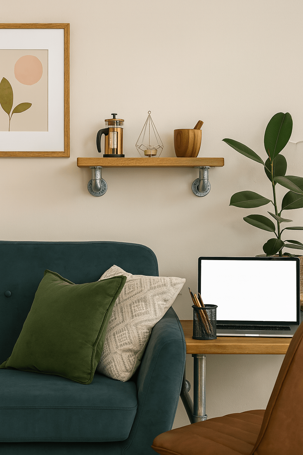 Rustic Shelves, handcrafted in solid wood, Industrial silver scaffold style Brackets, 5 wood colours, wall shelf