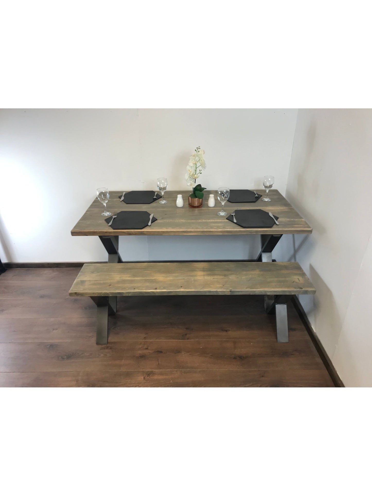 Dining Table with X Frame Legs in 2 finishes, Handmade with solid sustainable wood, dining table set.