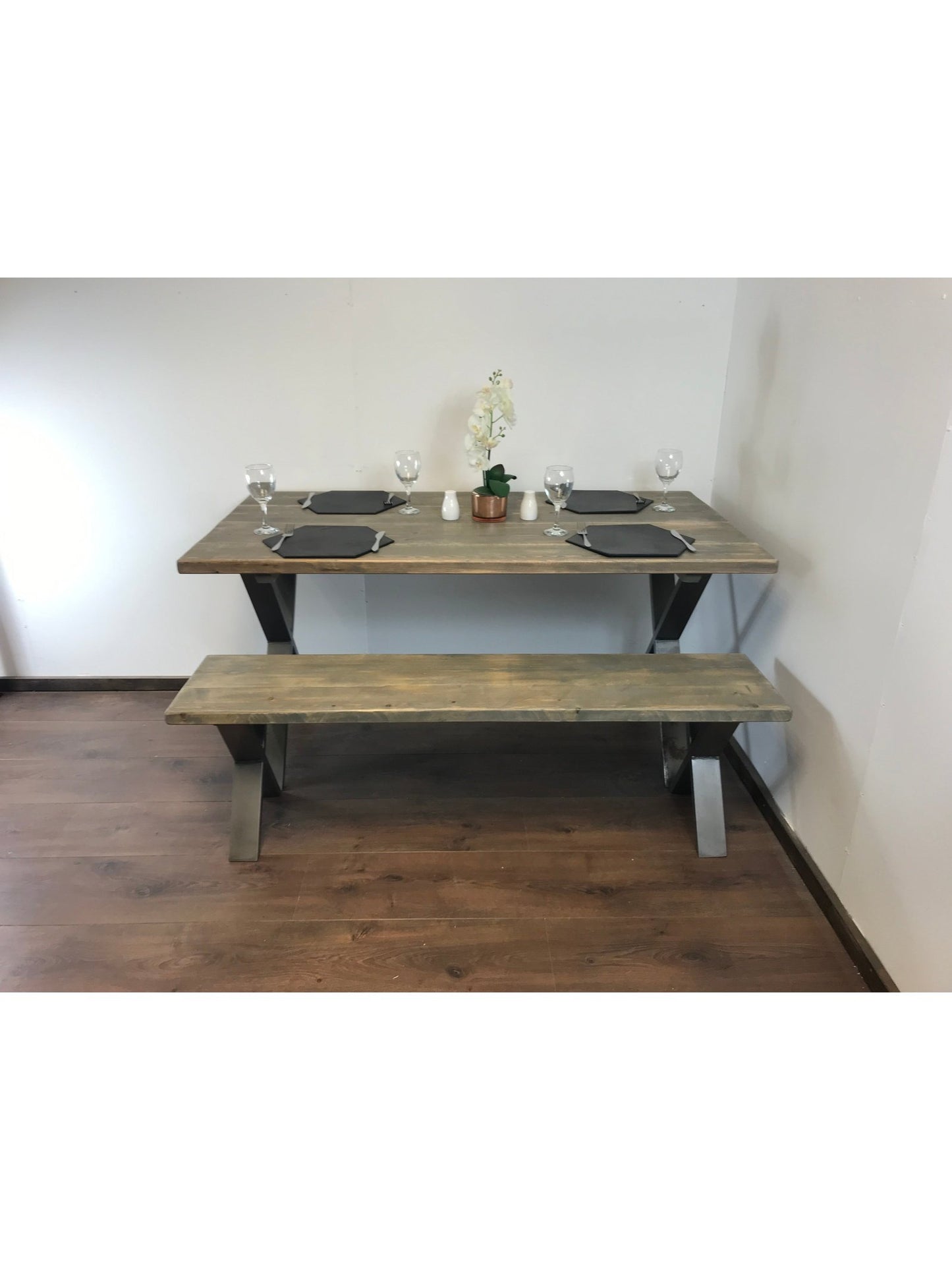 Dining Table with X Frame Legs in 2 finishes, Handmade with solid sustainable wood, dining table set.