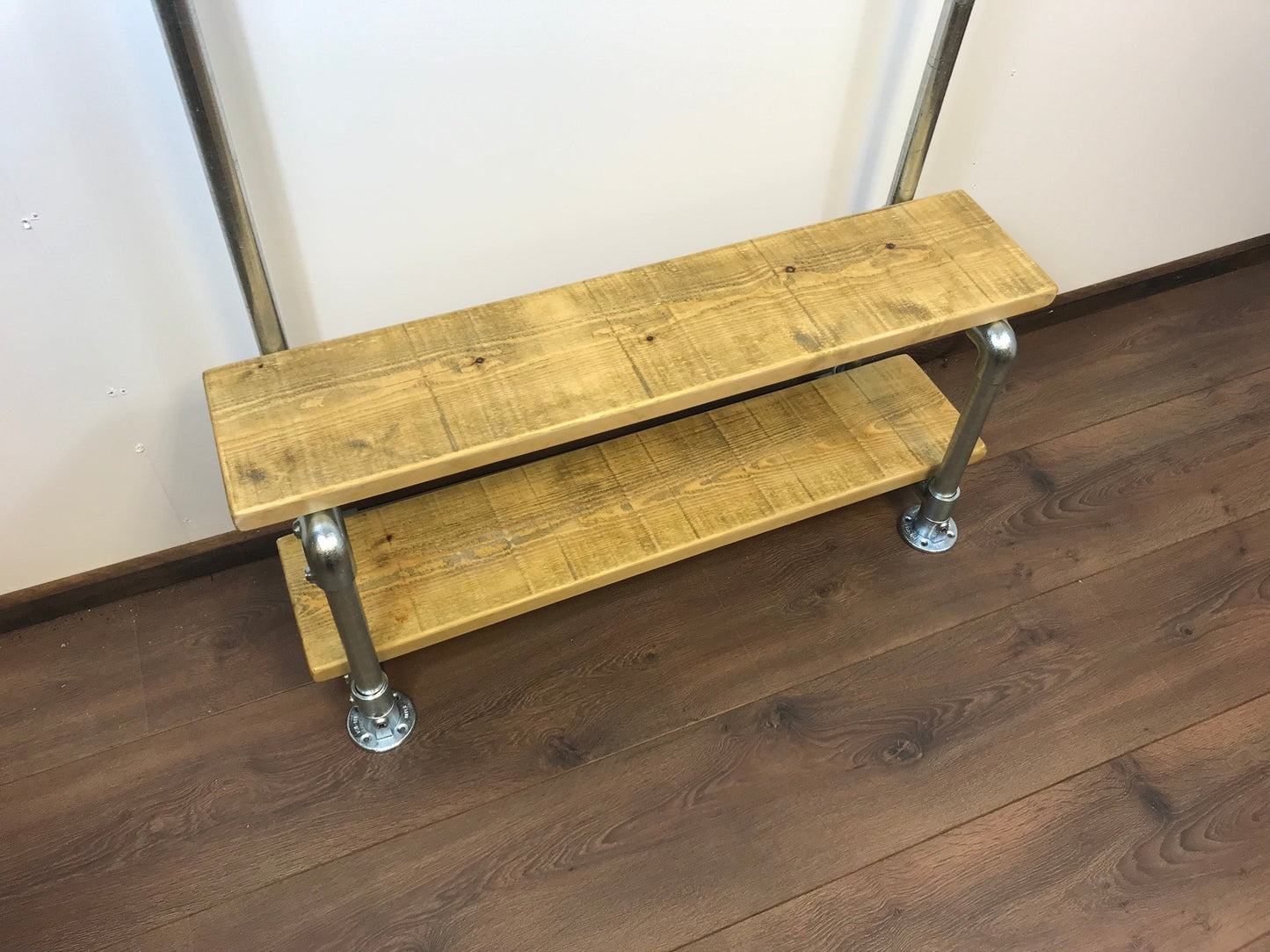 Rustic coat rack with shoe bench, Free standing with Rustic wood and Industrial pipe framework - hall furniture - entrance hall - storage