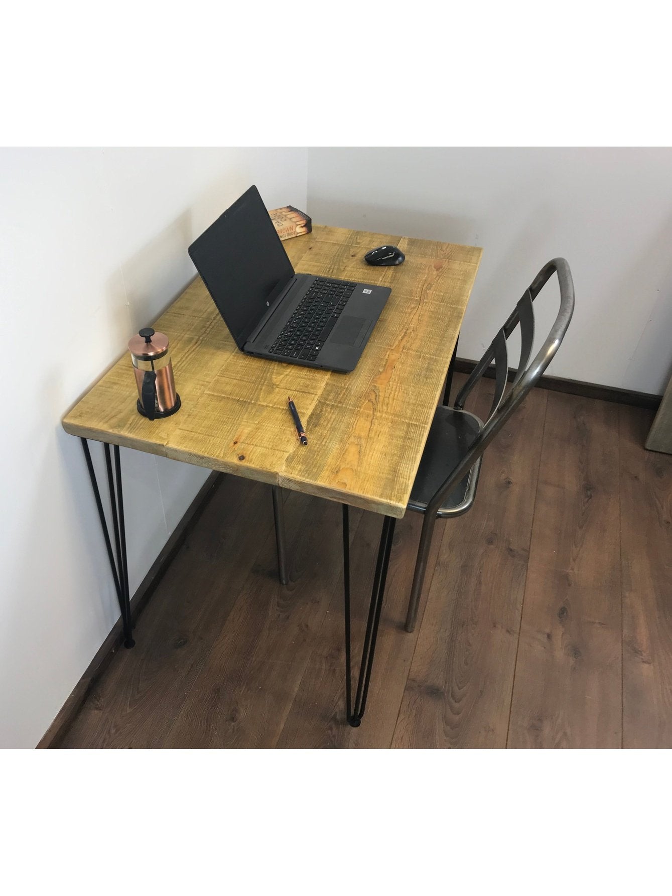 Rustic office Desk with hair pin legs, 5 choices of rustic wood with Industrial style legs, solid wood office desk, sustainable timber.