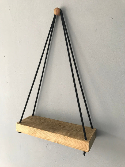 Rustic Hanging shelf, Rope hung shelves, Home shelving, 3 choices of wood finish