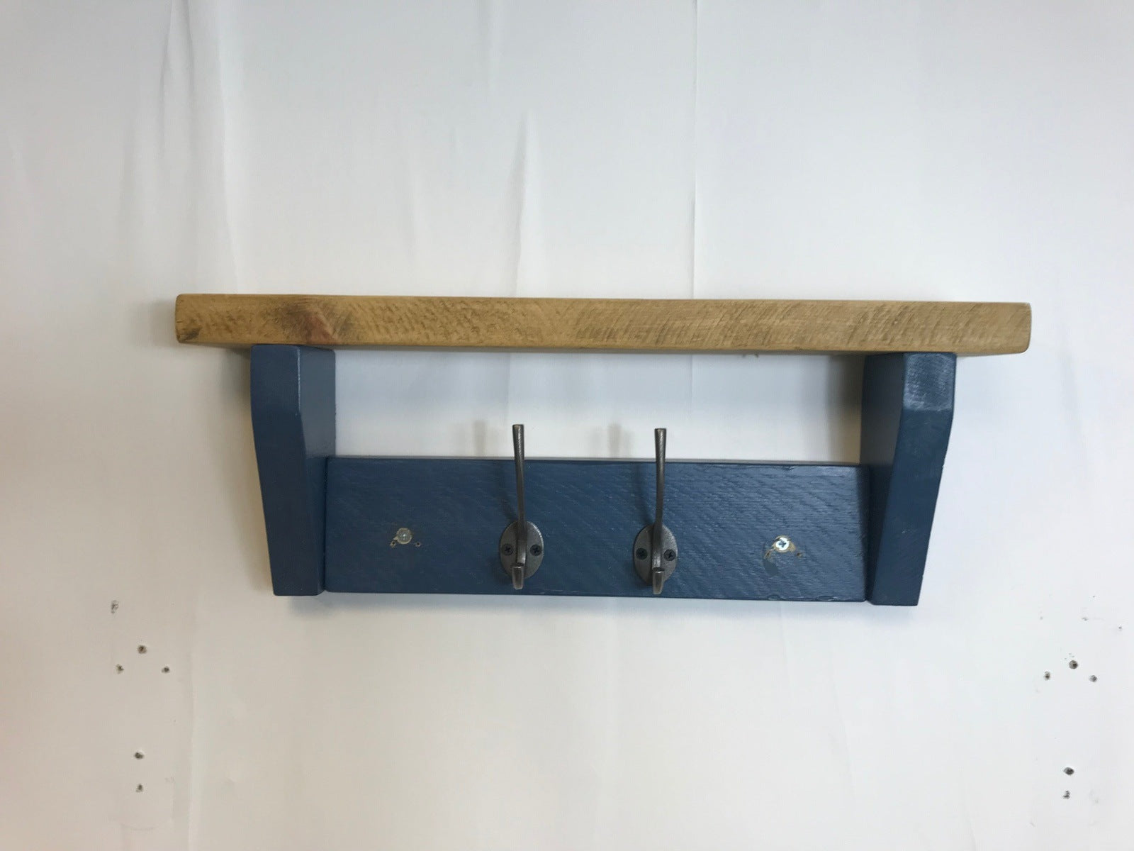 Hicks Blue Coat Rack, Hidden wall fixings, hand painted coat rack with antique shelf, Hallway furniture - Entrance Hall Rack