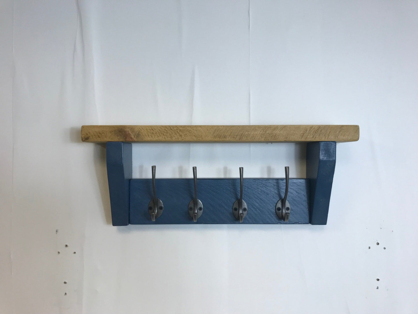 Hicks Blue Coat Rack, Hidden wall fixings, hand painted coat rack with antique shelf, Hallway furniture - Entrance Hall Rack