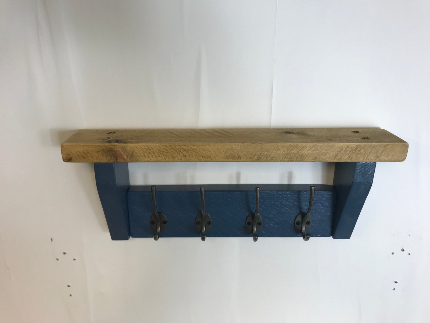 Hicks Blue Coat Rack, Hidden wall fixings, hand painted coat rack with antique shelf, Hallway furniture - Entrance Hall Rack