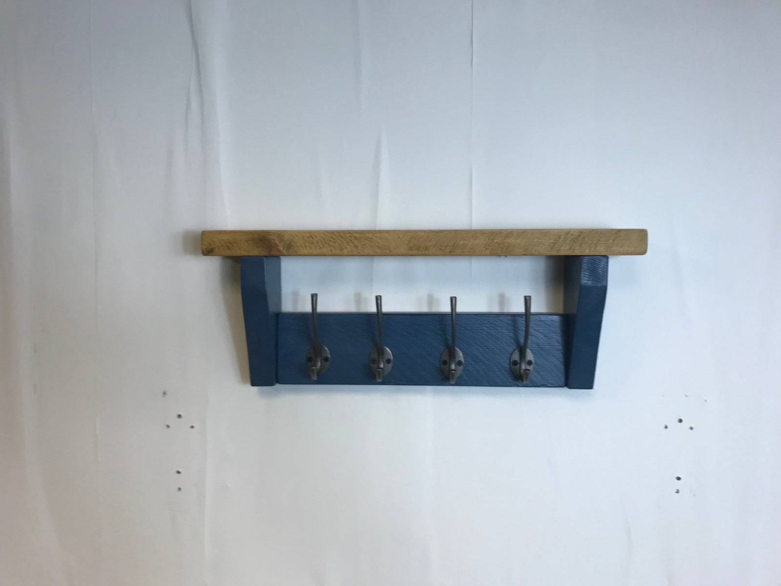 Hicks Blue Coat Rack, Hidden wall fixings, hand painted coat rack with antique shelf, Hallway furniture - Entrance Hall Rack