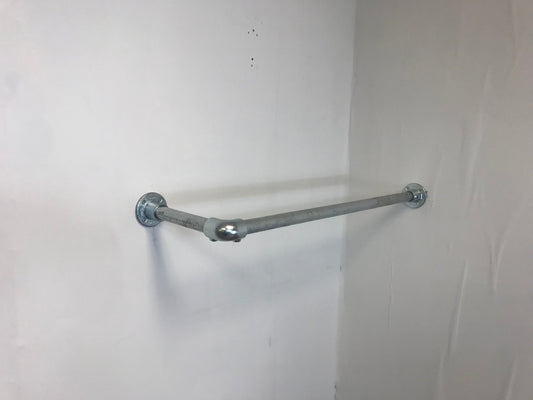 Corner fixed Clothing Rail in thick 33.7 tube, Including all wall fixings