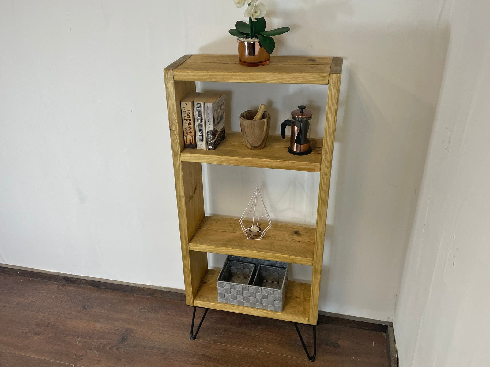 Industrial Rustic Bookcase Bookshelves on Hairpin Legs