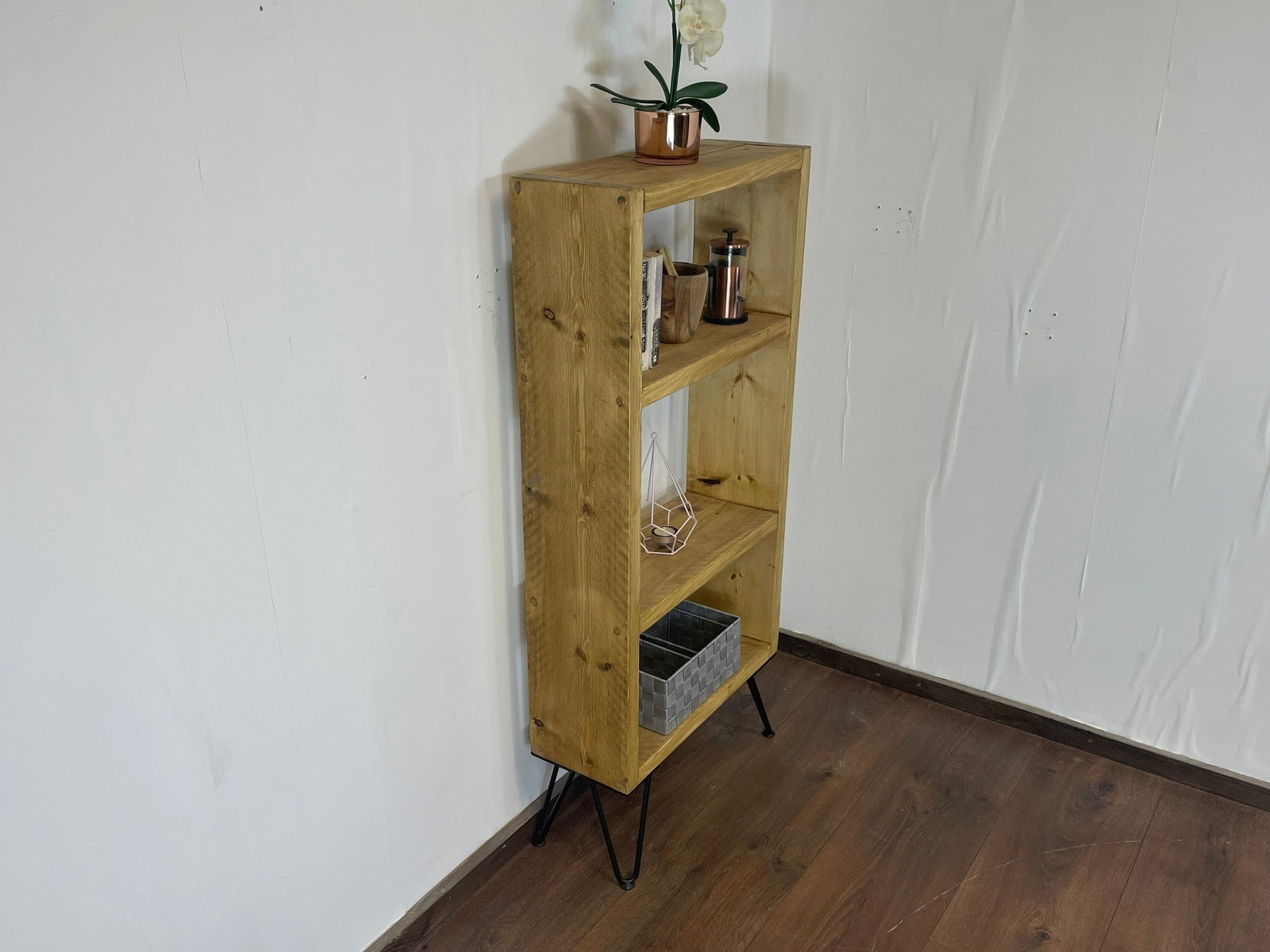 Industrial Rustic Bookcase Bookshelves on Hairpin Legs