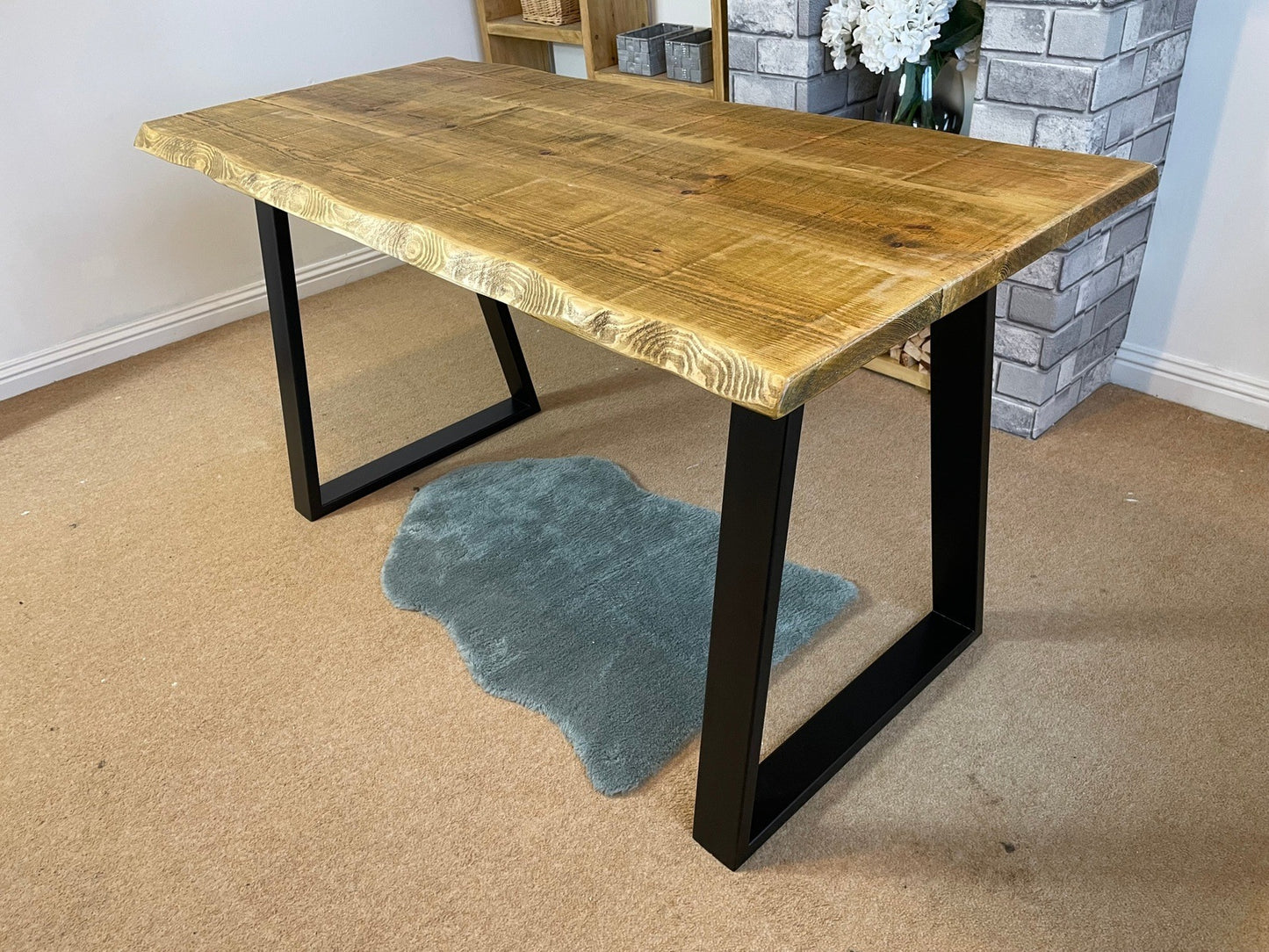 Live Edge Dining Table with Industrial box section legs in various styles