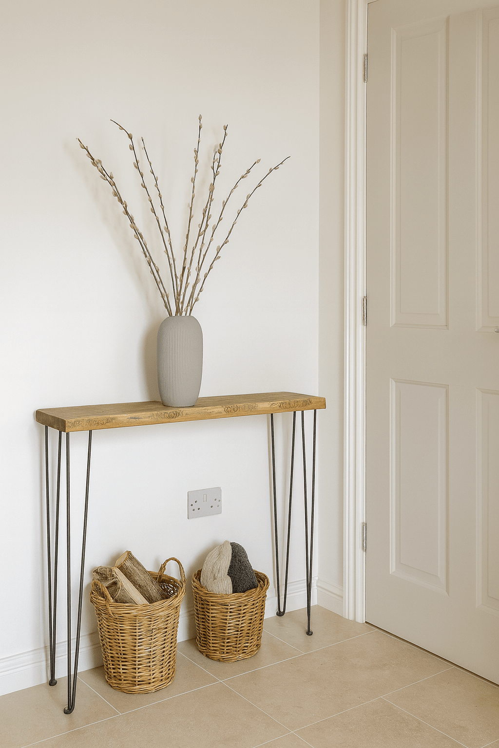 live edge Console Table with Hairpin Legs, radiator shelf, Wooden Rustic Hallway table, Radiator Shelf / Cover, Handmade Wooden Hall Table.