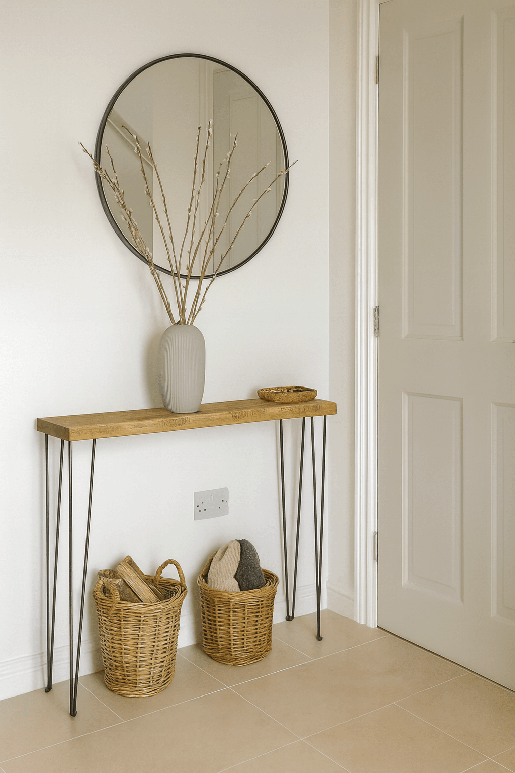 live edge Console Table with Hairpin Legs, radiator shelf, Wooden Rustic Hallway table, Radiator Shelf / Cover, Handmade Wooden Hall Table.